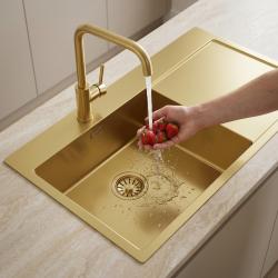 Pure.Sink Comfort PVD Gouden spoelbak met afdruipgedeelte 86x52 cm Tapwing links PCM5086LT-60